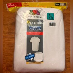 Fruit of the Loom, Short Sleeve Undershirts, crew neck 8-Pack, White, XL (18-20)
